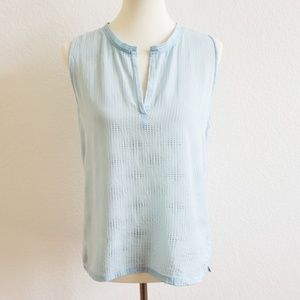 L'Agence Light Blue Silver Dot Silk Tank Top
